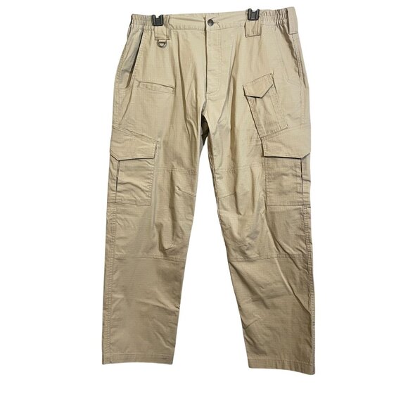 CQR Mens Tactical Cargo Pants 36X30" Lightweight Polyester Cotton Elastic Waist - Picture 1 of 5
